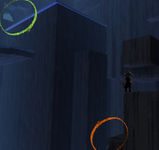 (C4) Un coffre à creuser est situé dans le coin en bas à droite (en orange). Les joueurs arrivent d'en haut à gauche (en vert).